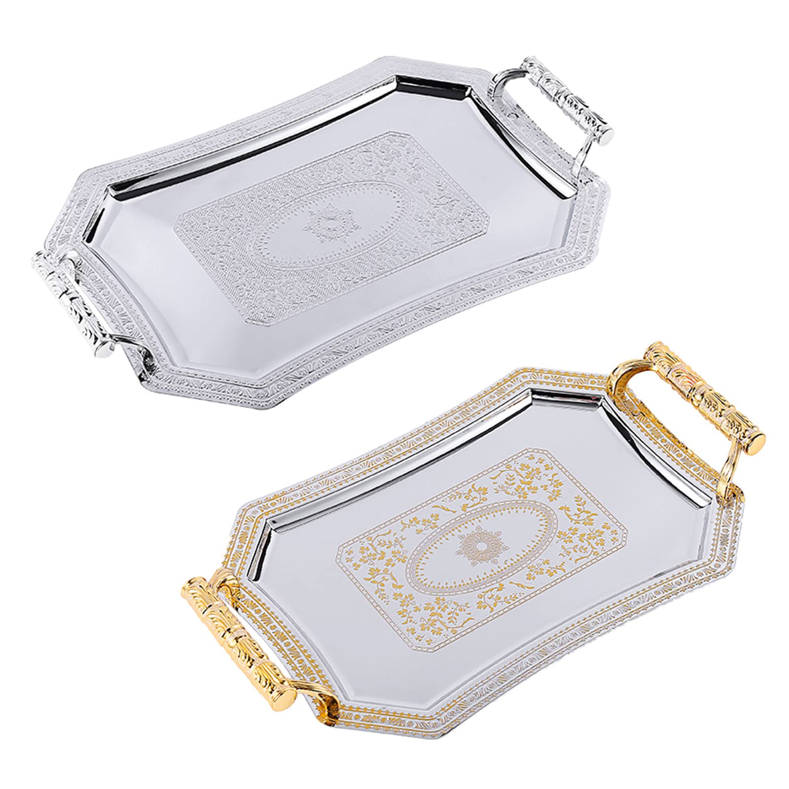 Vassoio portaoggetti in acciaio inossidabile con manico delicato modello piatto da portata forniture per casa ristorante caffetteria bar decorazione
