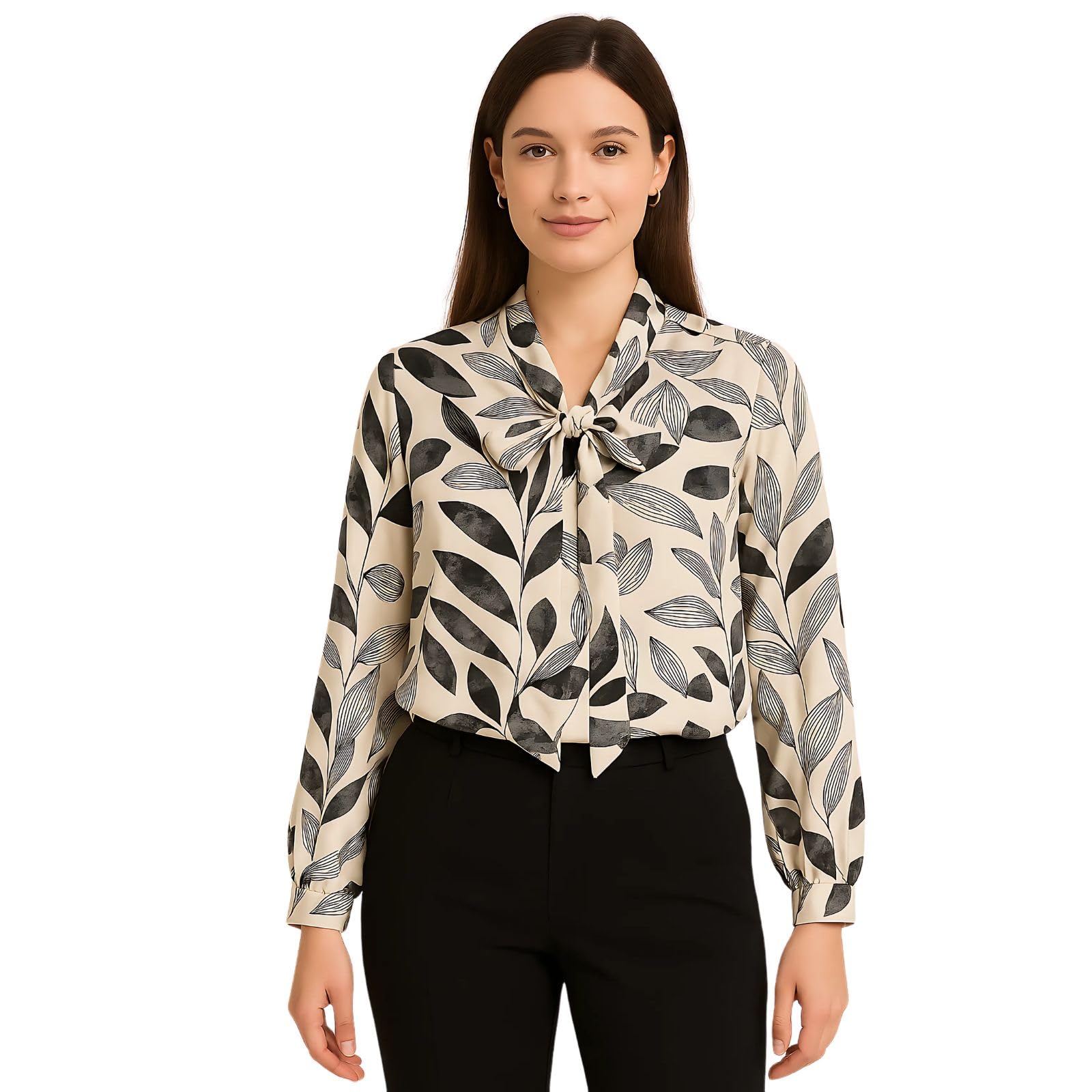 gg style GG Fashion Trendy Women’s Printed American Crepe Full Sleeve Top | Stylish Polyester Tunic for Women | Leaf Print Kurta Style Top | Lightweight Shirt-picture-26