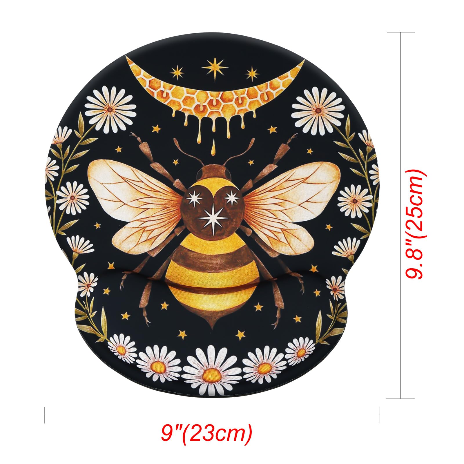 CAIRIAC Mouse Pads with Wrist Rests, Honey Bee Non Slip Rubber Base Mousepads for Easy Gaming, Bee Mouse Wrist Rest Pads for Computer Laptop