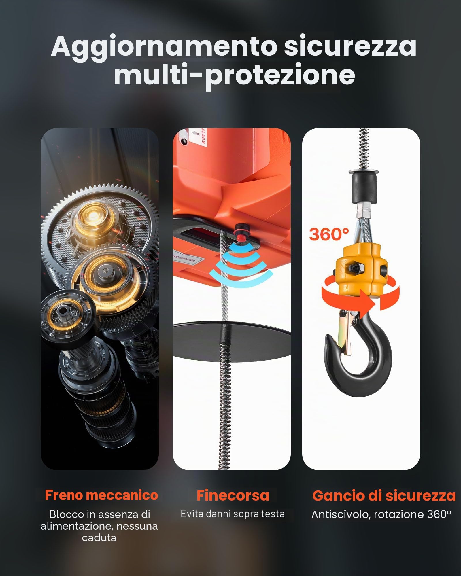 VEVOR Verricello Paranco Elettrico di Sollevamento Capacità Carico 500 kg, Verricello Argano Elettrico Portatile da 1500 W, Altezza di Sollevamento 7,6 m, con Telecomando Manuale, Cablato Wireless