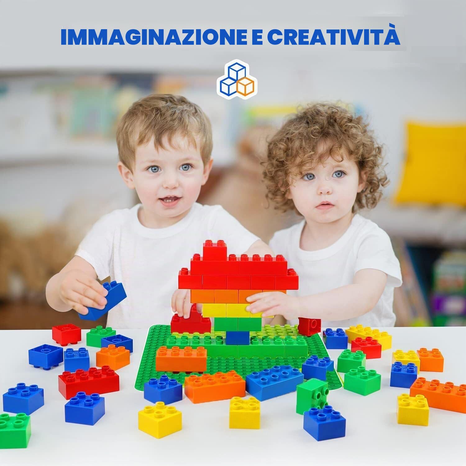 Grande piastra compatibile con piastre Lego Duplo, piastra di base classica per set DUPLO, 38 x 38 cm, set di piastre per giocattoli creativi prescolari, verde, grigio, verde chiaro (3 pezzi)
