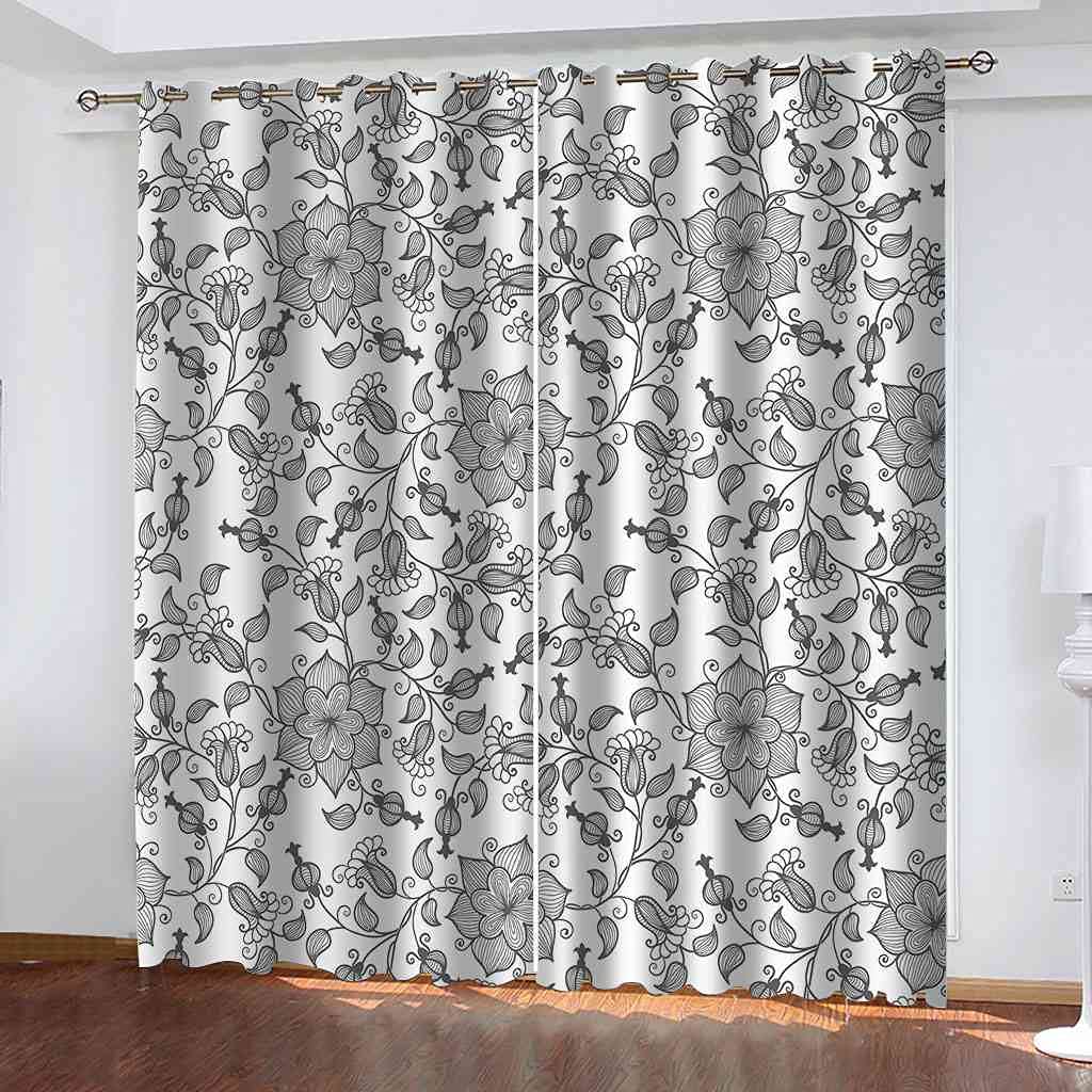 Rideaux occultants pour enfant 3D noir et blanc à oeillets en polyester 140x180 cm