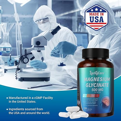 Miniatura 6 de Glicinato de magnesio 500 mg Magnesio quelado de alta absorción para dormir, estrés, apoyo muscular y nervioso Sin OMG, suave para el estómago