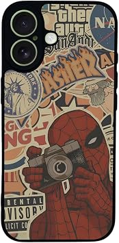 iPhone 17 Uyumlu K l f, SpiderMan Bask l , Yumu ak Silikon, Koruyucu,  ok Emici, Siyah