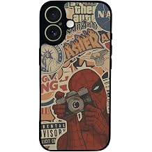 iPhone 17 Uyumlu K l f, SpiderMan Bask l , Yumu ak Silikon, Koruyucu,  ok Emici, Siyah