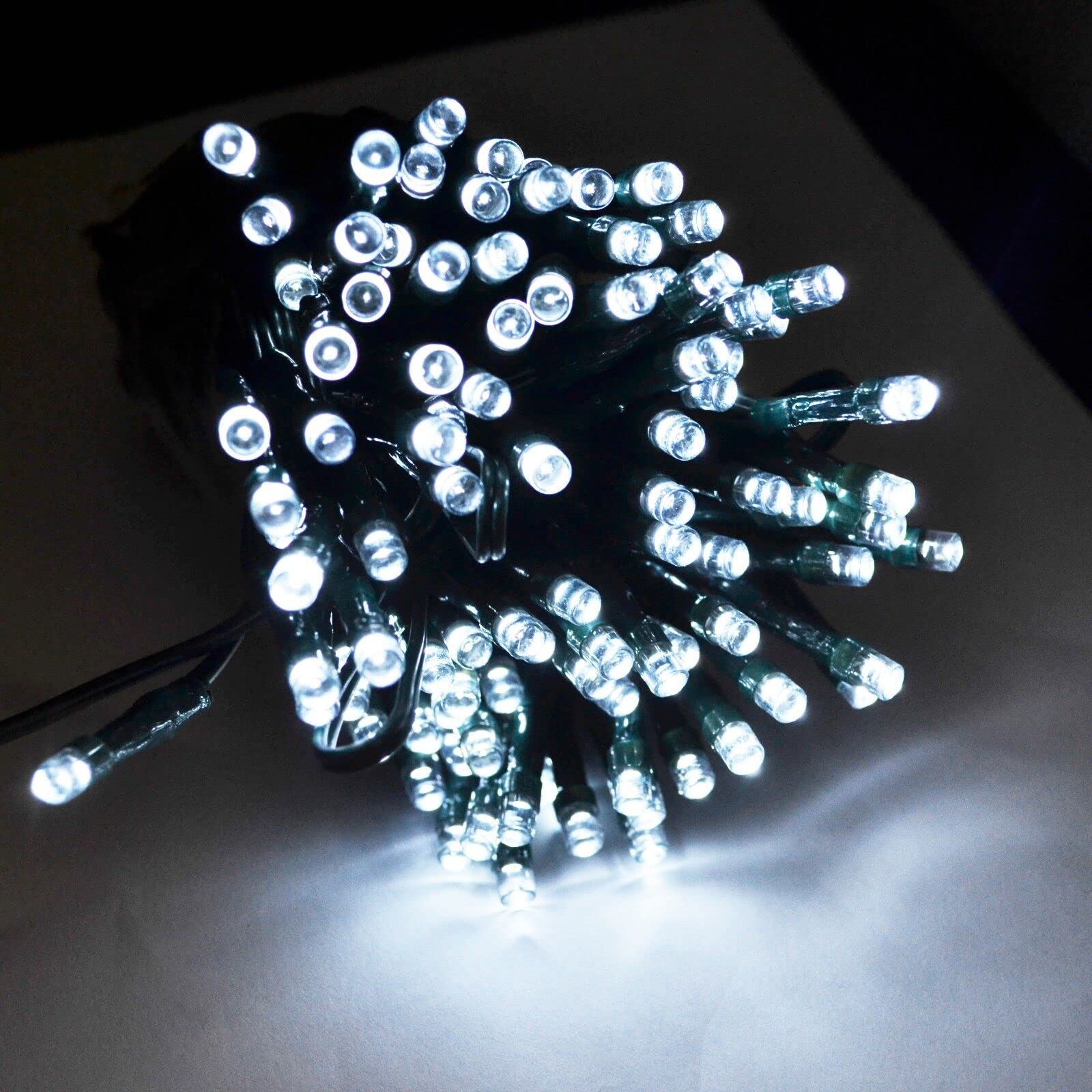 RunQiaoSolar Fairy String Lights 65.62ft/ 20m 200 LED Waterproof 8 Modes Outdoor Garden Christmas Light White