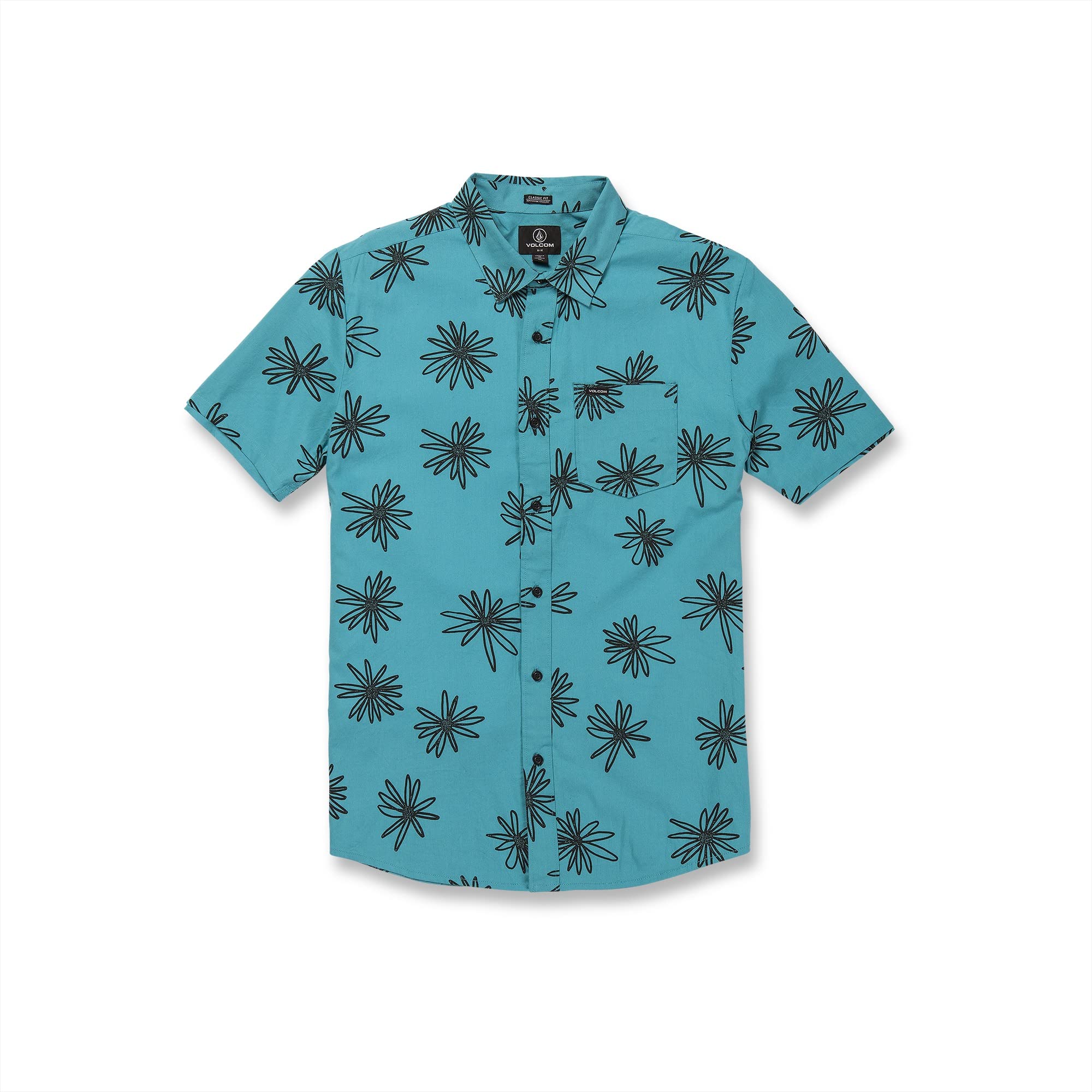 Chemise Volcom Homme, Manches Courtes, Motif Géométrique Bleu, Taille S (très Bon état D'occasion)