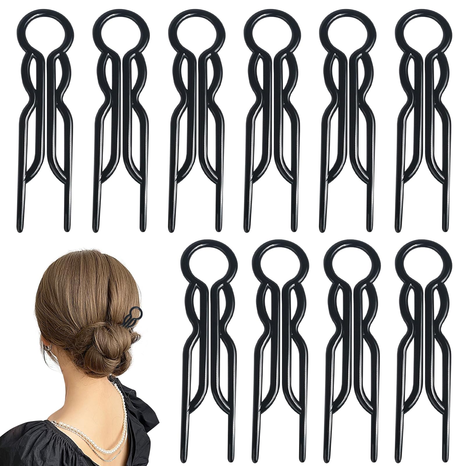 10Pcs Magic Hair Pins, French Hair Fork Lightweight Hairpins Bobby Pins Brown Hairpin Elegant U Shaped Hairpin