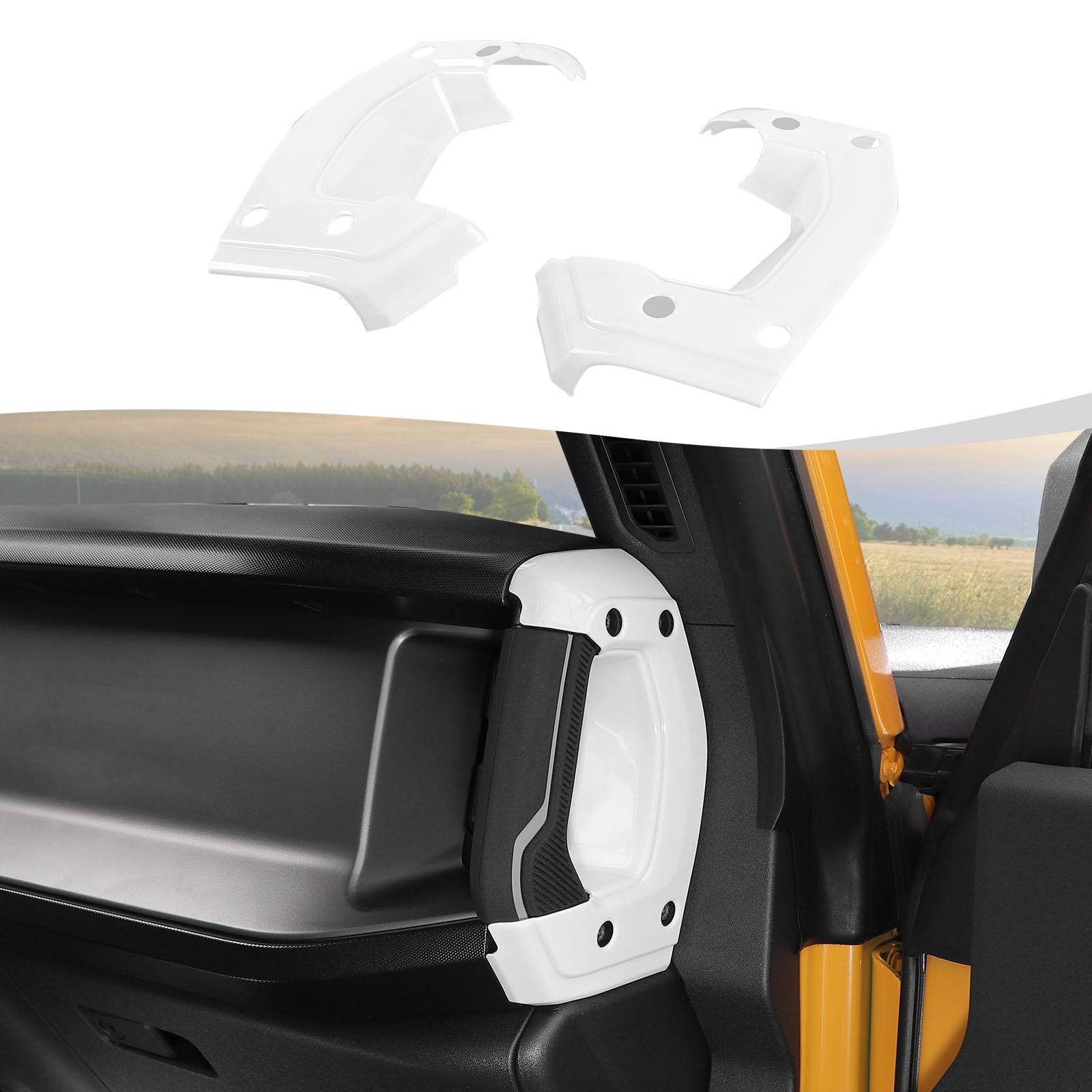 Center Console Side Grab Handle Cover Trim Compatible with Ford Bronco 2021-2024 Interior Accessories(White)