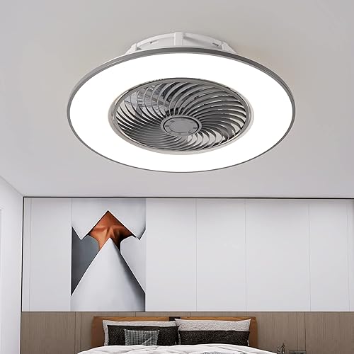 Miniatura 3 de YANASO Ventiladores de techo negro  gris de 22 pulgadas con luces ventilador de techo sin aspas con control remoto iluminación LED inteligente