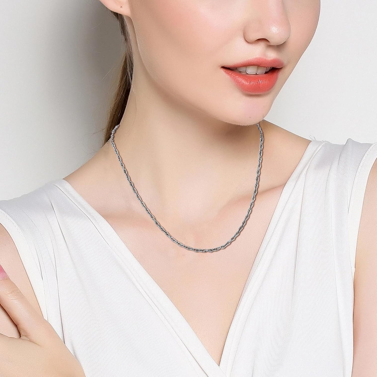 SanThree 3.8mm Pure Titanium Twist Chain Necklace for Men, Ultra Light Welded Skin Friendly Chains Necklace Jewelry Gifts for Sensitive Skin Men Women Birthday Graduation Christmas Anniversaries, 23.62” - Image 5