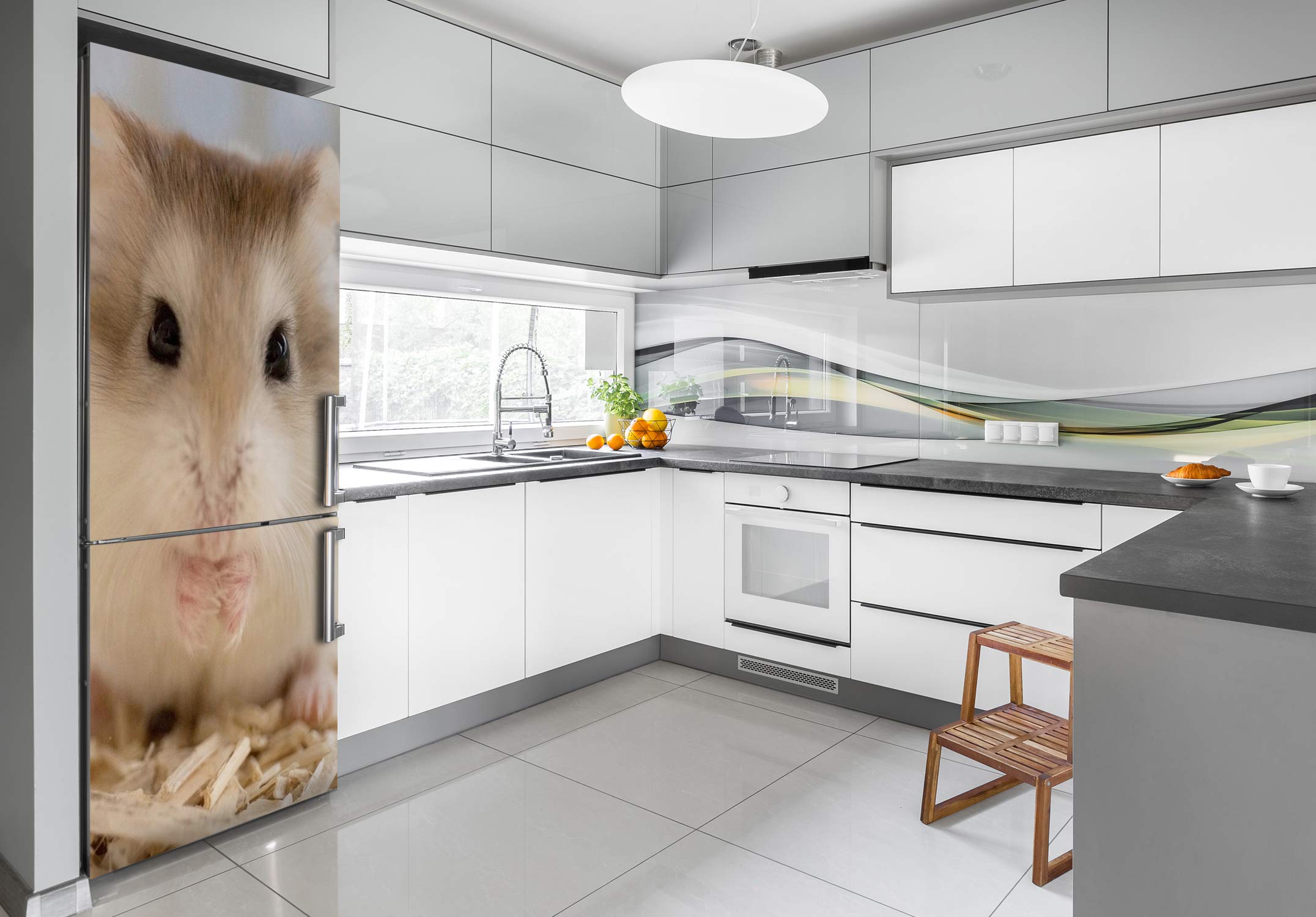 Tulup Autocollant Frigo Réfrigérateur 70x190cm Sur Un Mur Décoratif Auto-adhésif - Hamster