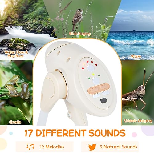 Miniatura 7 de Mecedora y mecedora 2 en 1 mecedora eléctrica plegable para bebé con respaldo ajustable balancín portátil y juguete para bebés incluye juguetes