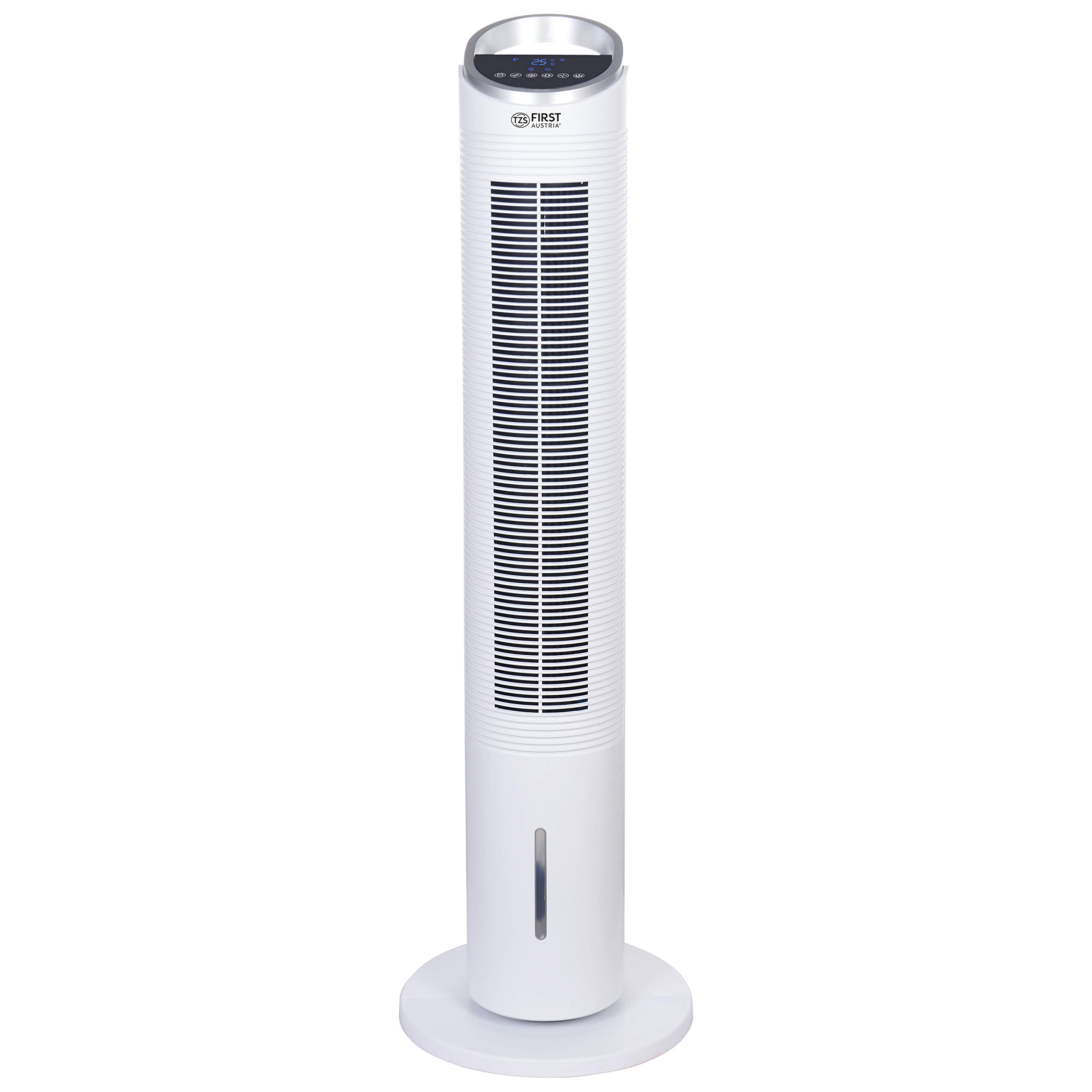 TZS Turmventilator mit Wasserkühlung & Fernbedienung | 102 cm großer & sehr leiser Luftkühler | 80° Oszillation inkl. Timer Funktion & 3 Stufen | Standventilator mit Display-Touch-Sensor - weiß