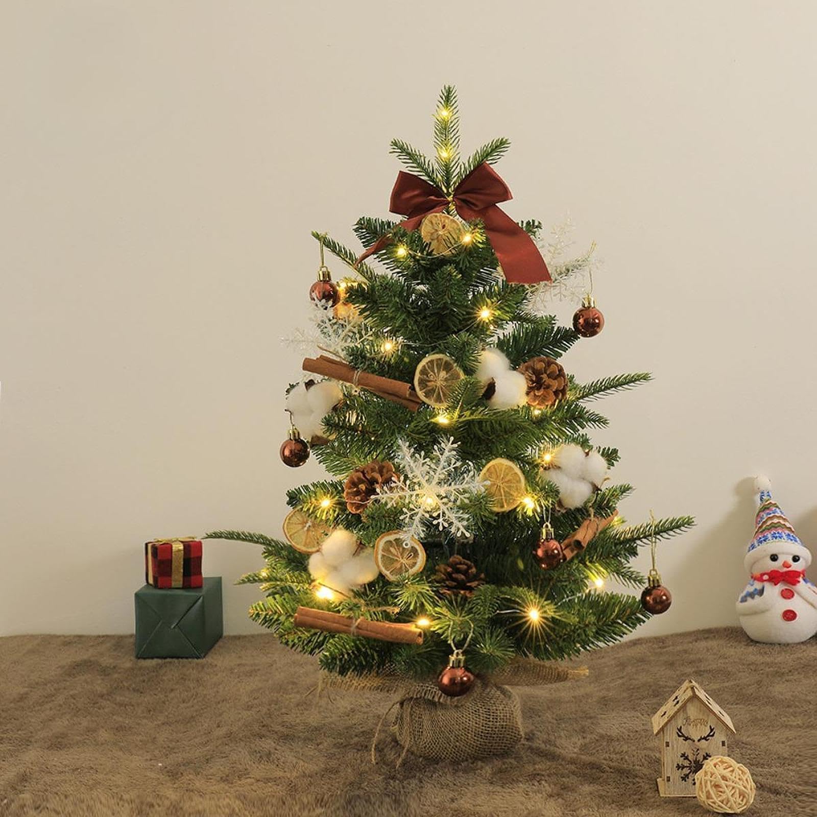Harilla Albero di Natale Da Tavolo con Luci, Piccolo Albero Decorativo Artificiale, Pianta Artificiale per Ufficio O, 60 cm