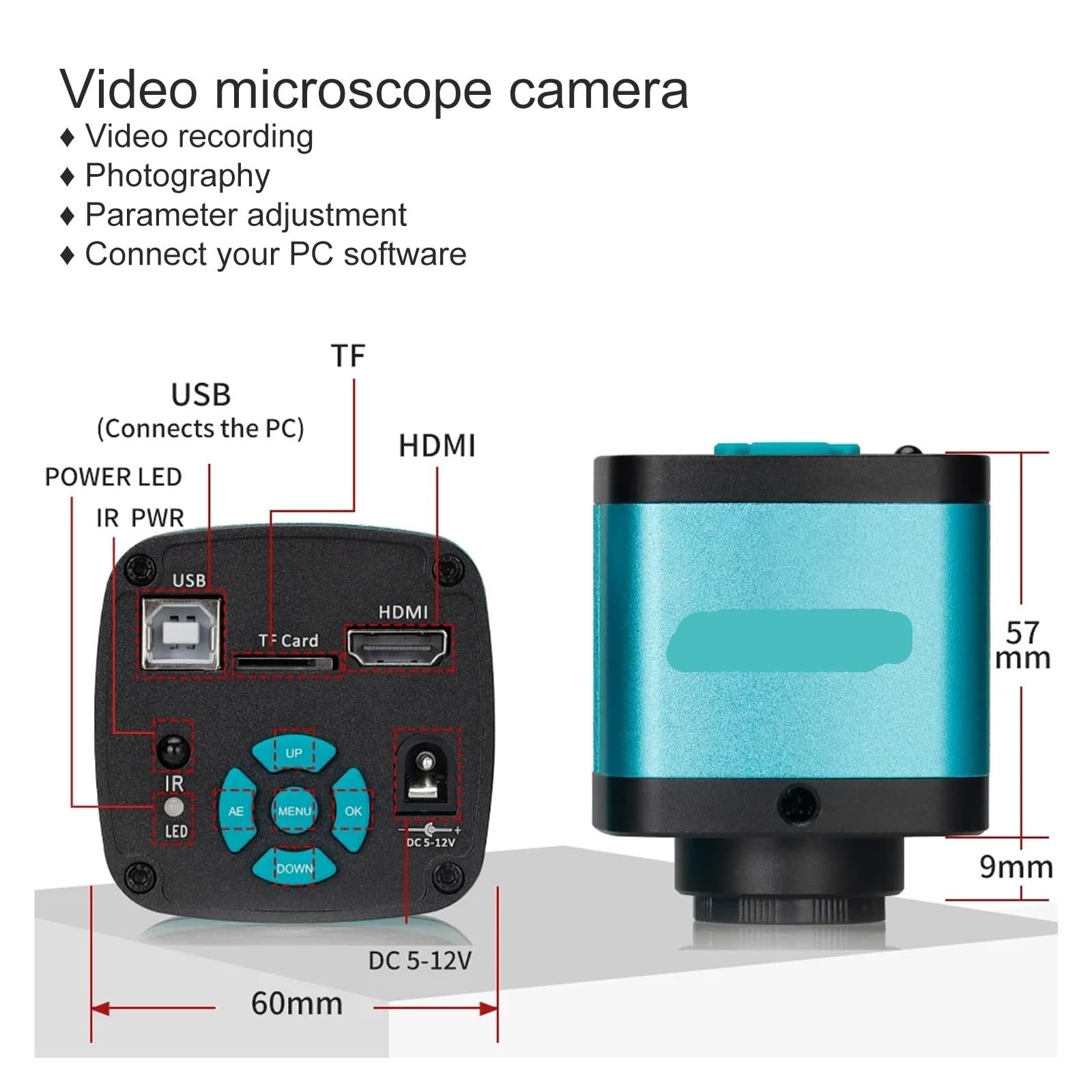 Microscopio Digital de 48 MP, grabación Video 4K, USB HDM/I, cámara Industrial, Lente Montura C 130/180X, Soldadura y reparación