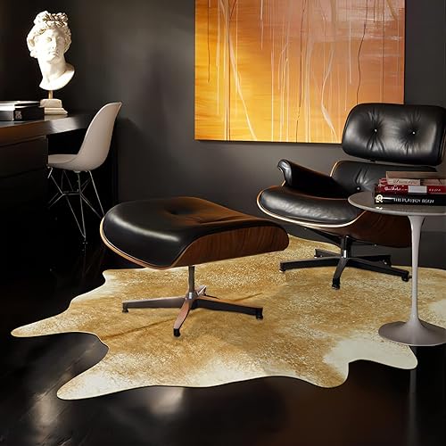 Miniatura 9 de Rtizon Alfombra de piel de vaca sintética para sala de estar 62 x 7 pies color caqui alfombra de piel de vaca para dormitorio alfombra duradera de