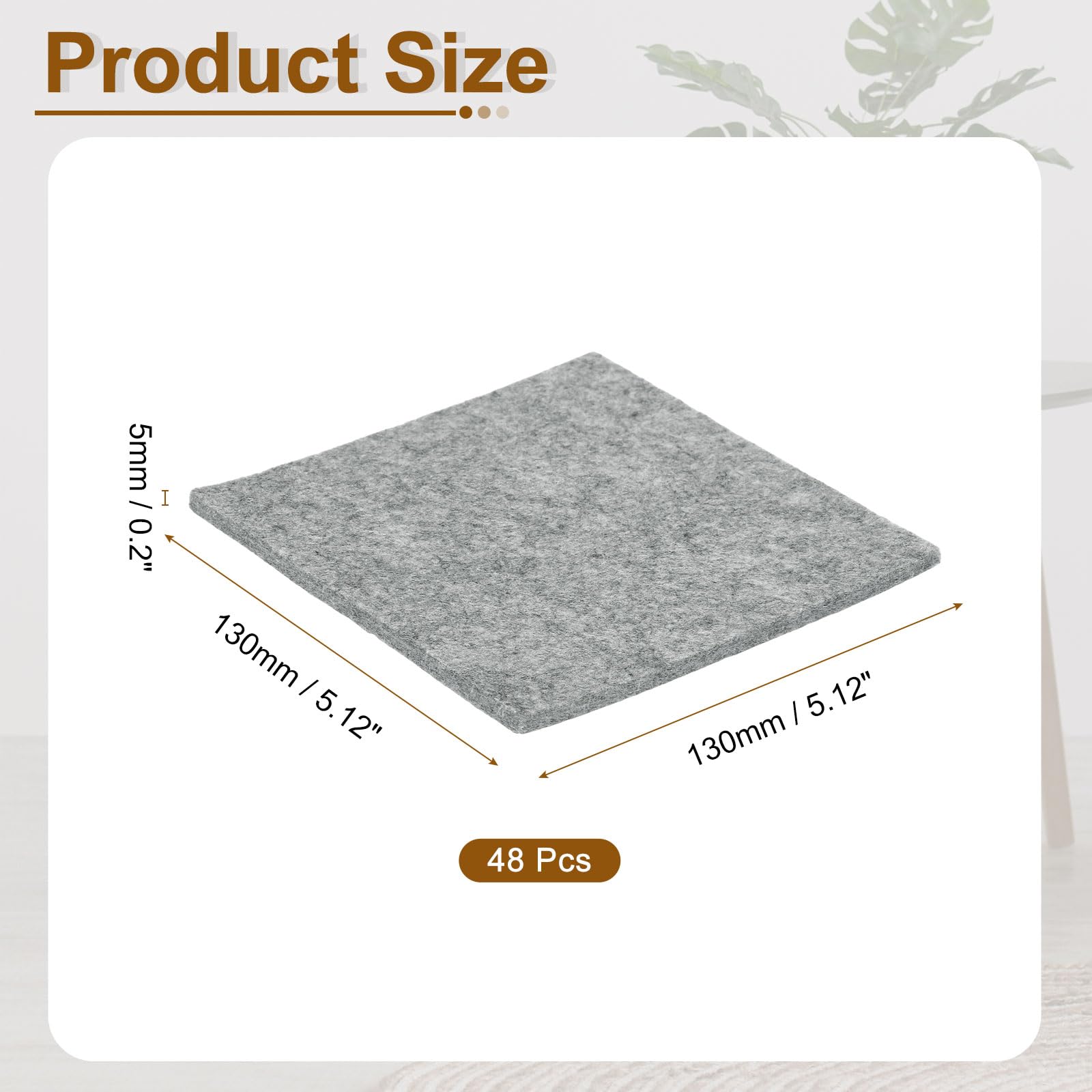 QUARKZMAN Almohadillas De Fieltro para Muebles 48Pcs 5.12" x 5.12" con Adhesivo Antideslizantes Protectoras De Patas De Silla para Proteger Pisos De Madera Color Gris