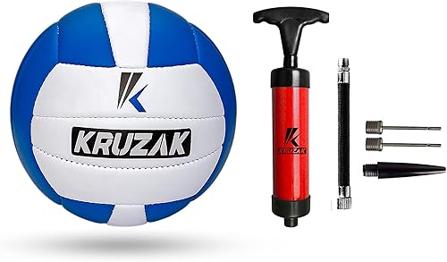 Miniatura 9 de Kruzak - Balón de voleibol cosido a mano  Pelota de playa recreativa para interiores y exteriores con bomba de aire complementaria  Niños, niñas,