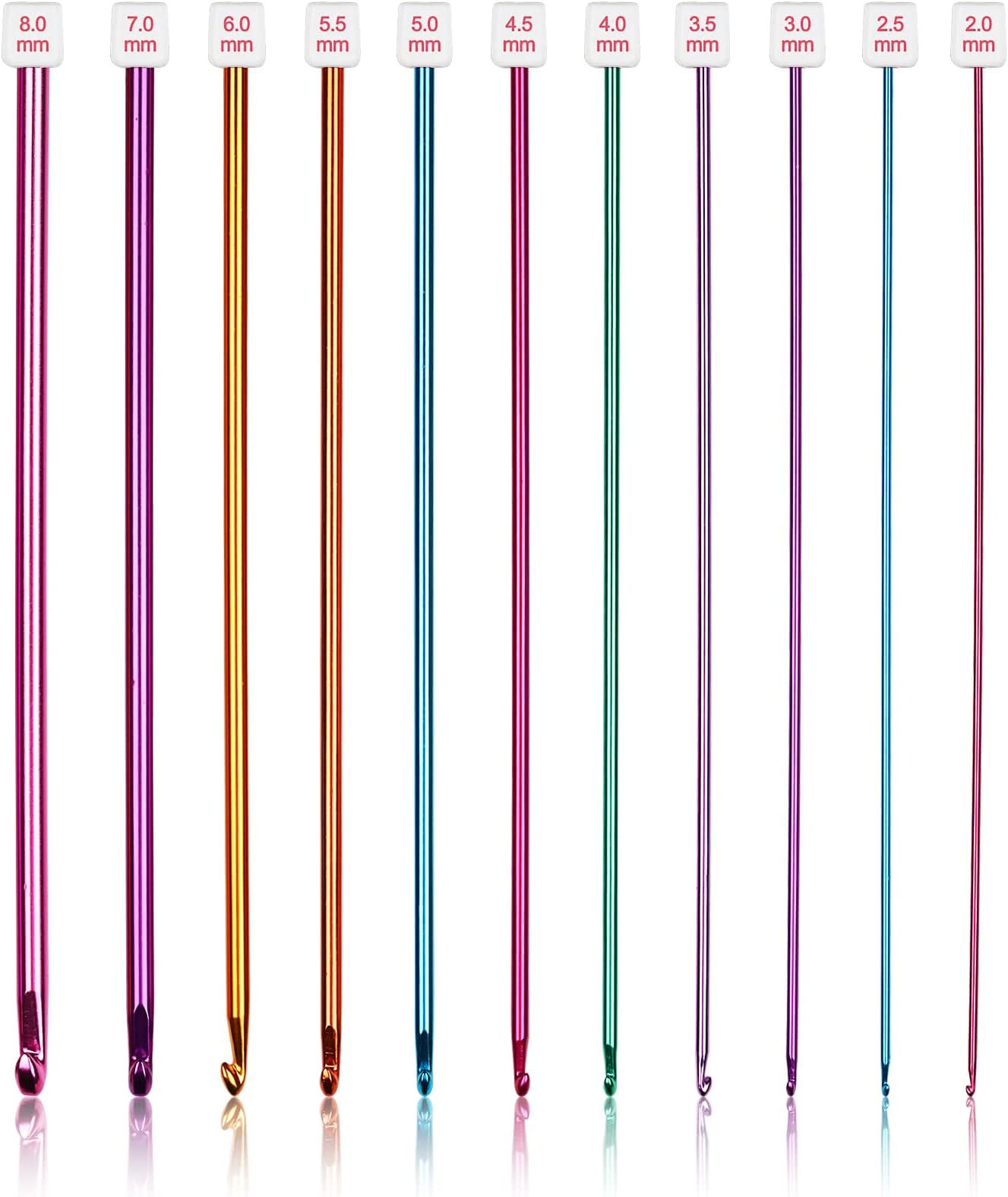 Coopay Long Crochet Hook Set, 11pcs Tunisian Multicolor Afghan Crochet Needles for Crocheting, 2mm(B)-8mm(L), Great Knitting & Crochet Supplies Tool for Beginner, Crocheter & Knitter