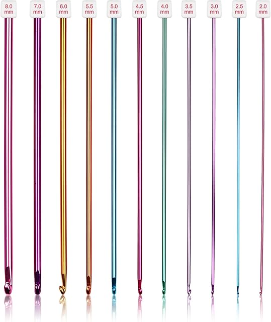 Coopay Tunisian Crochet Hooks, Metal Tunisian Crochet Hook Set for Beginners, Long Crochet Hooks for Tunisian Knitting, Afghan Hooks for Arthritic Hands, Tunisian Stitches Crochet Starter Kit