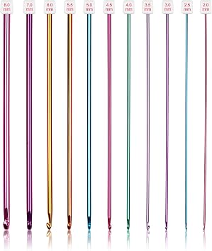 Coopay 11Pcs Tunisian Crochet Hooks Set-Long Crochet Hook, 2mm(B)-8mm(L) | Afghan Crochet Needles for Crocheting Large Projects, Great Knitting & Crochet Supplies for Beginner, Crocheter & Knitter