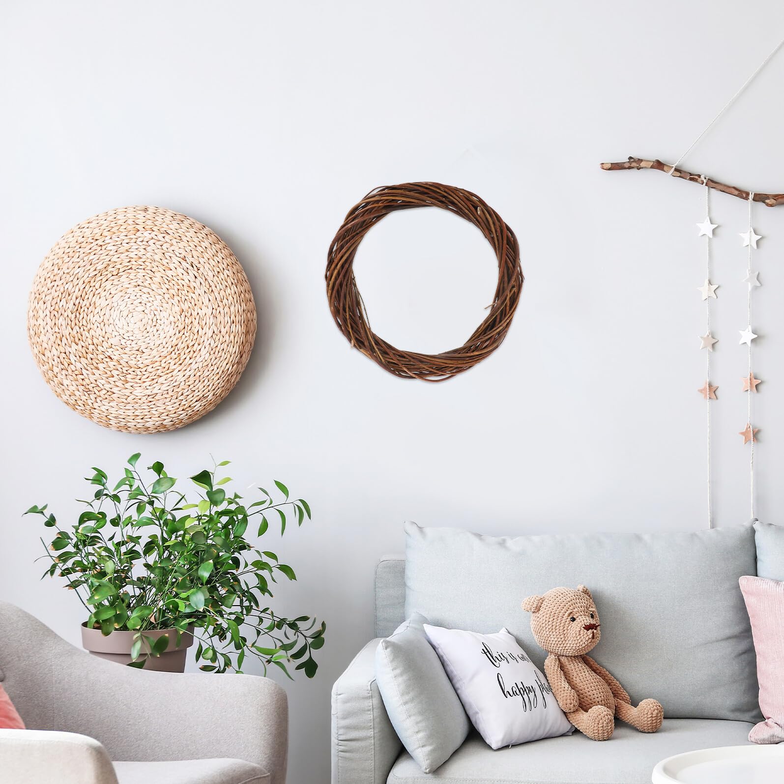 Housoutil Weidenzweigkränze Einfach und Hochzeits für Aufzuhängen Langlebig Handgefertigte 3 Stück Rattan 30cm Rund Weihnachtsdekoration