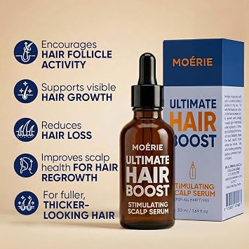 MOERIE Ultimate Hair Growth Serum for Natural Hair Regrowth & Thickening - Anti Thinning & Hair Loss Treatment for Women - Rapid Hair Growth Products - Scalp Oil Alternative - 1.69 fl oz / 50 ml