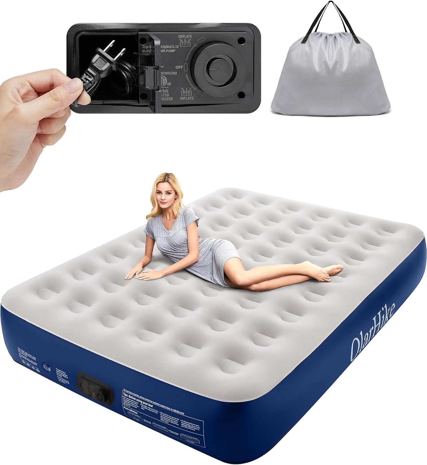 OlarHike Queen Air Mattress with Built in Pump,Durable