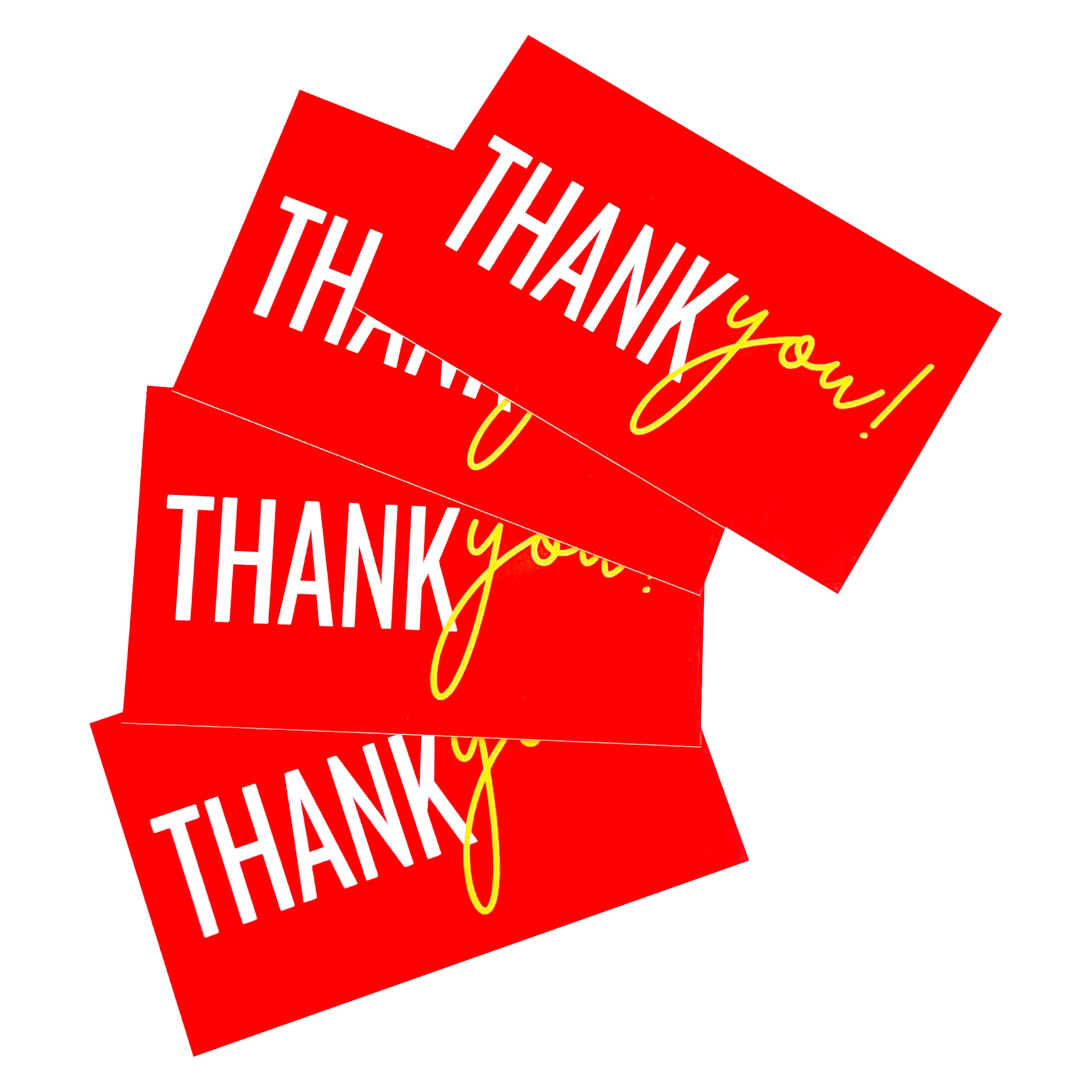 100 Dankeskarten – Rot/weißes Design, 5,1x8,9 Cm, 300 G/m² Kupferpapier, Für Kleine Unternehmen
