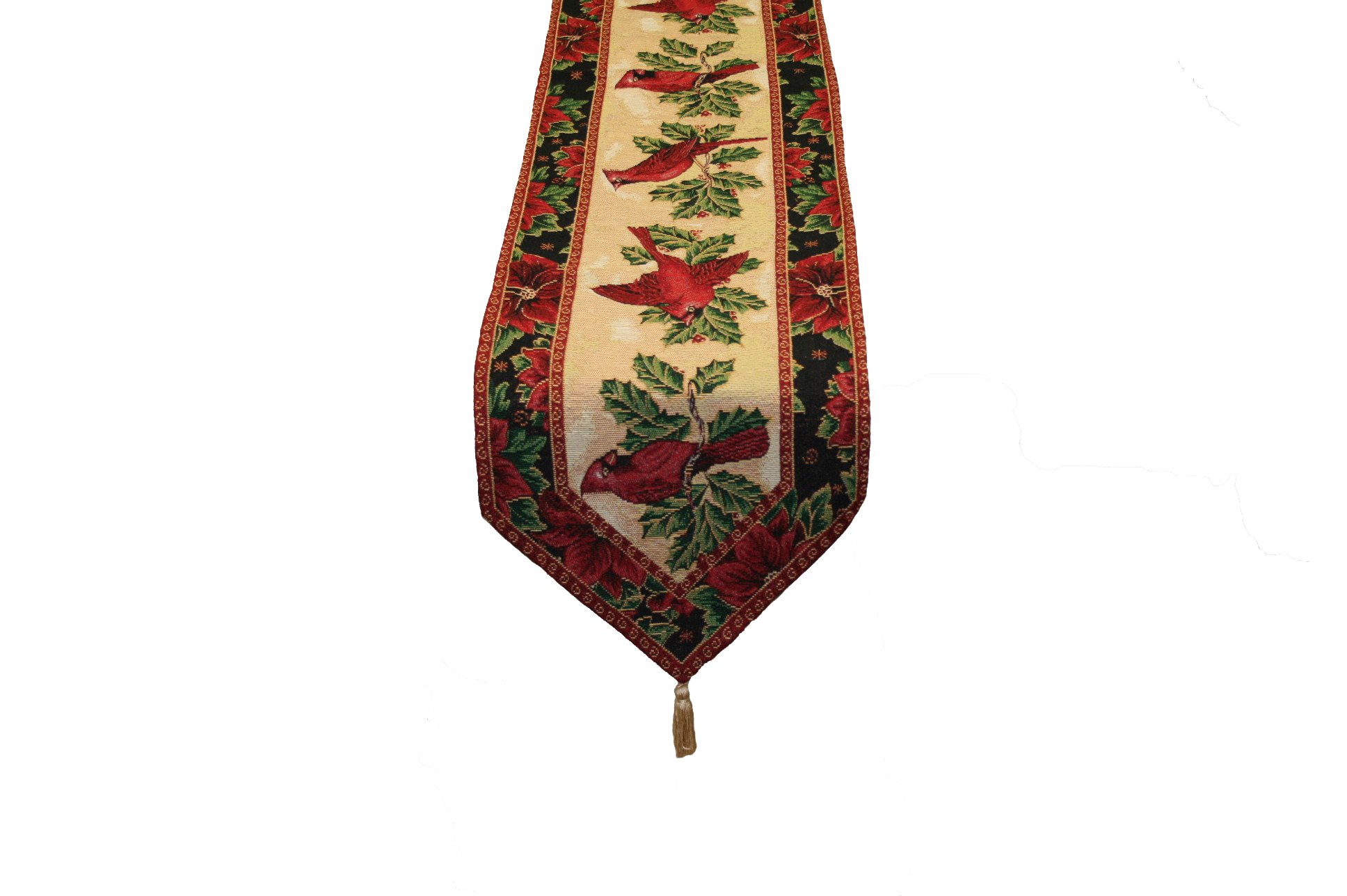 Violet Linen Decorative Christmas Cardinal Design Tapestry, 13" X 70" Table Runner - Image 2
