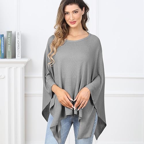 Miniatura 3 de Funda de lactancia de punto para lactancia materna, manta acogedora, transpirable y suave, cuello ancho con elástico para una fácil visión (gris)