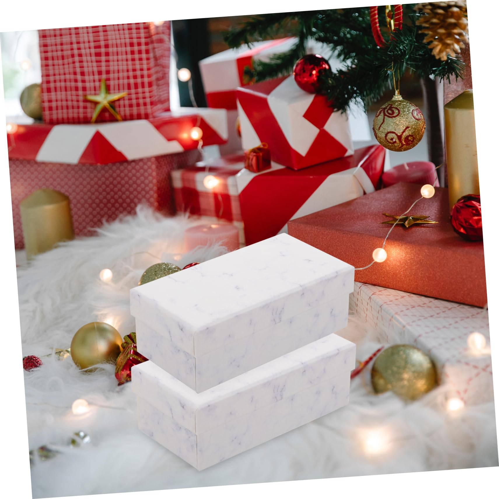 Cabilock 2pcs Marble Box for Jewelry Storage Wrapping Container for Cosmetics Lipstick Elegant Present Box for Parties Christmas Special Occasions