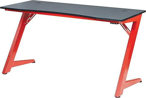 Miniatura 7 de OSP Home Furnishings Beta Battlestation - Escritorio para juegos con luces LED RGB Bluetooth, color rojo mate