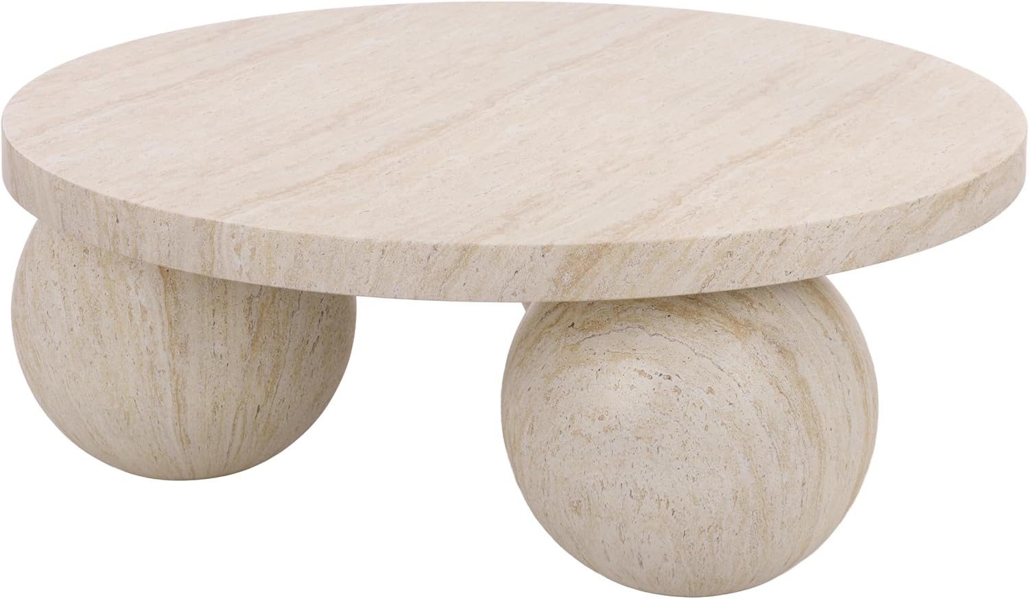 SAFAVIEH Outdoor - Tina Coffee Table - Travertine-Effect - Weather Resistant - Ideal for Deck, Patio, Backyard, 37.8" W x 37.8" D x 14.2" H (PAT6215A)