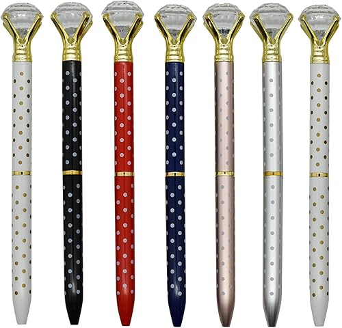 Maydahui 12 bolígrafos retráctiles con diamantes de imitación brillantes, de 6 colores, tinta negra para la escuela y la boda