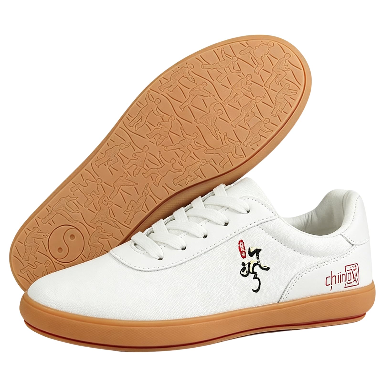 Zapatillas de Wu Shu y boxeo en lona blanca flexible con suela de goma antideslizante talla 38