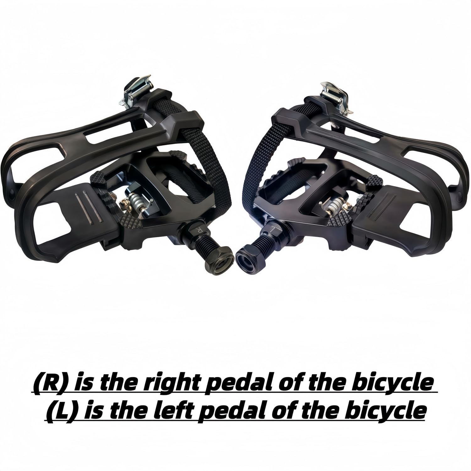 YBEKI Pro-Grade SPD Spinning Pedały z paskami i klipsami na palce – 2 w 1: kompatybilne z SPD + klasyczne klatki – pasują do Peloton, Schwinn, Sunny, oś 9/16" z łożyskami uszczelniającymi