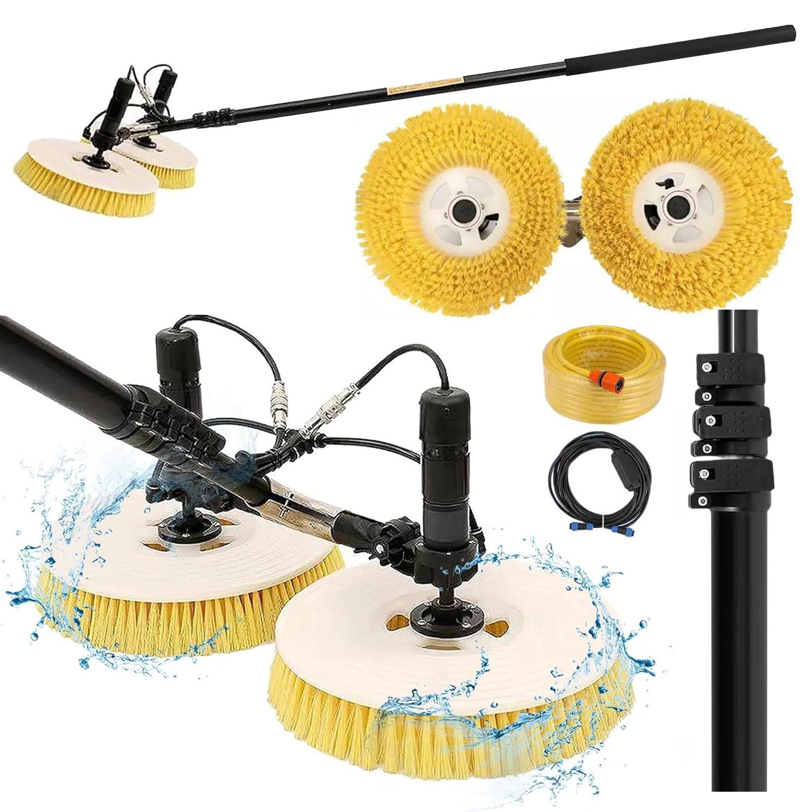 HADECOLL Solar Panel Cleaning Brush And Pole Kit, Adjustable Water Fed Telescopic Brush, 65Cm Double Head, Outdoor Window Washing Machine, Automatic Solar Panel Cleaner,Size_Name-3.5M