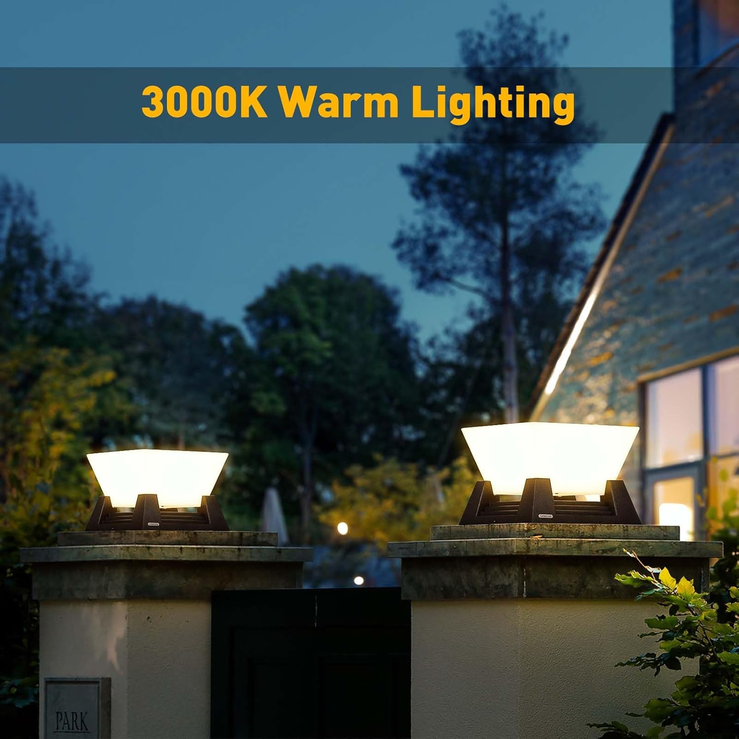 LSLJS 2 Packs Solar Post Cap Lights Outdoor, Solar Powered Waterproof Fence Post Cap Lights High Brightness Warm White LED Lights Fit 3.5x3.5, 4x4 Or 5x5 Inch For Wood/Vinyl Posts Garden Patio