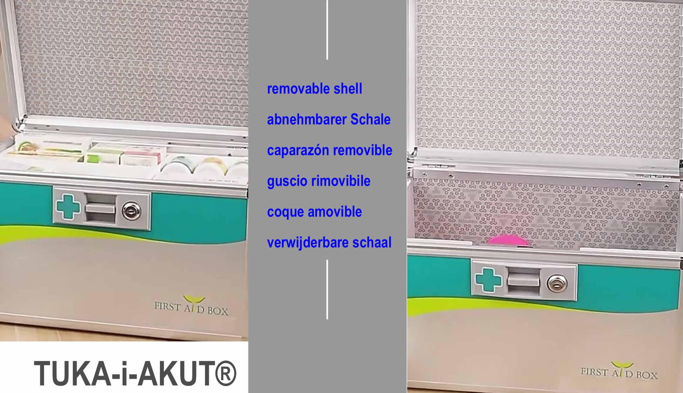 TUKA-i-AKUT 7,6L Alu Medizinkoffer Abschließbar, Portable Erste Hilfe Koffer, Aluminiumlegierung Arzneimittel Aufbewahrungsbox mit Tragegriff, Kindersicher Medikamentenkoffer 26x18x17cm, TKD6400-S