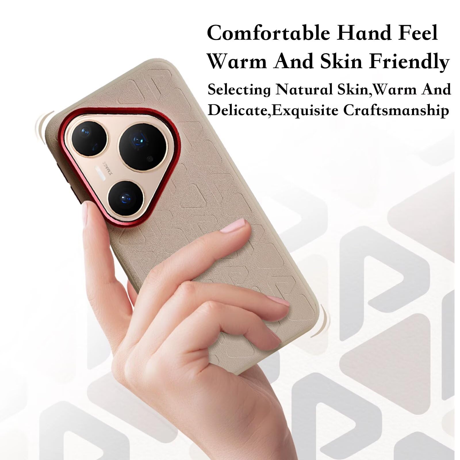 for Huawei Pura 80 Pro Case, Plain Leather Cell Phone Case,Anti Drop,360° Full Coverage Shockproof Phone Case Compatible with Huawei Pura 80 Pro ﻿ Khaki