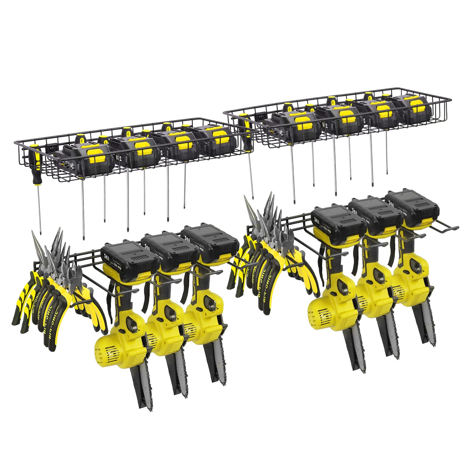 Nandae 2 Set Power Tool Storage,Drill Holder Wall Mount, Garage Tool Organizers, Heavy Duty Metal Tool Shelf, Utility Storage Rack,Separate Tool Rack Father's Day Gifts