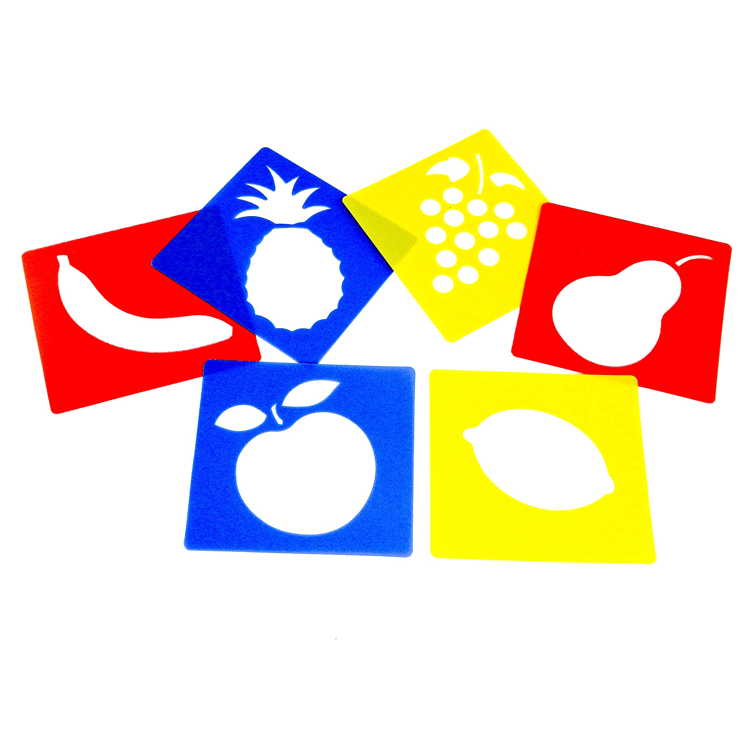 Washable Plastic Stencils | Fruit Themed | Pack of 6 Stencils