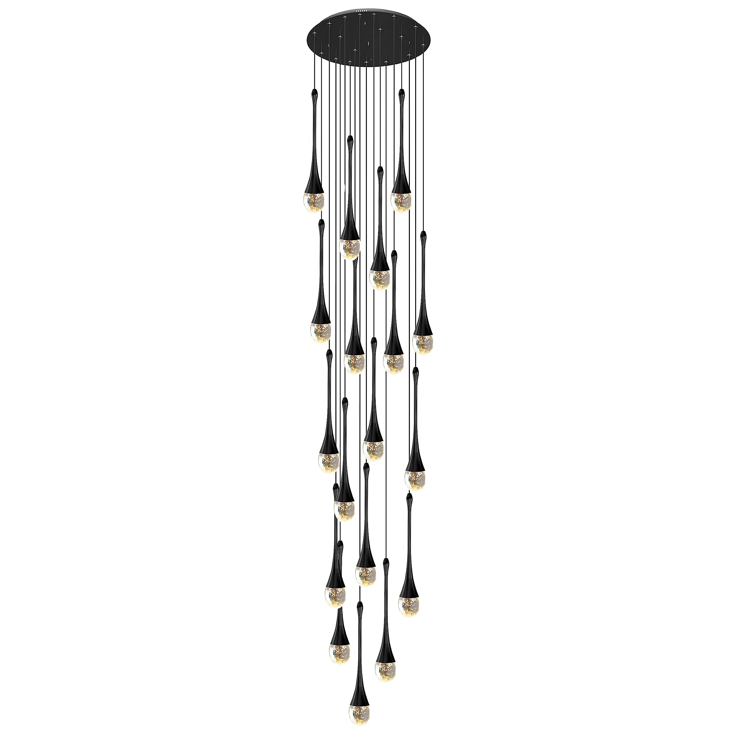 HXYSXHJUO Chandelier 18-Light LED Dimmable Modern Raindrop Spiral Crystal Pendant Light for Foyer Entryway Stairwell Lighting