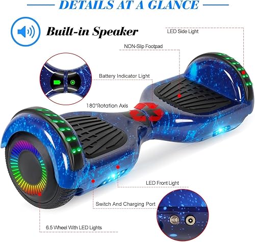 Miniatura 57 de Hoverboard - Hoverboard de 6.5 pulgadas con Bluetooth y luces LED intermitentes, Hover Board para niños y adolescentes