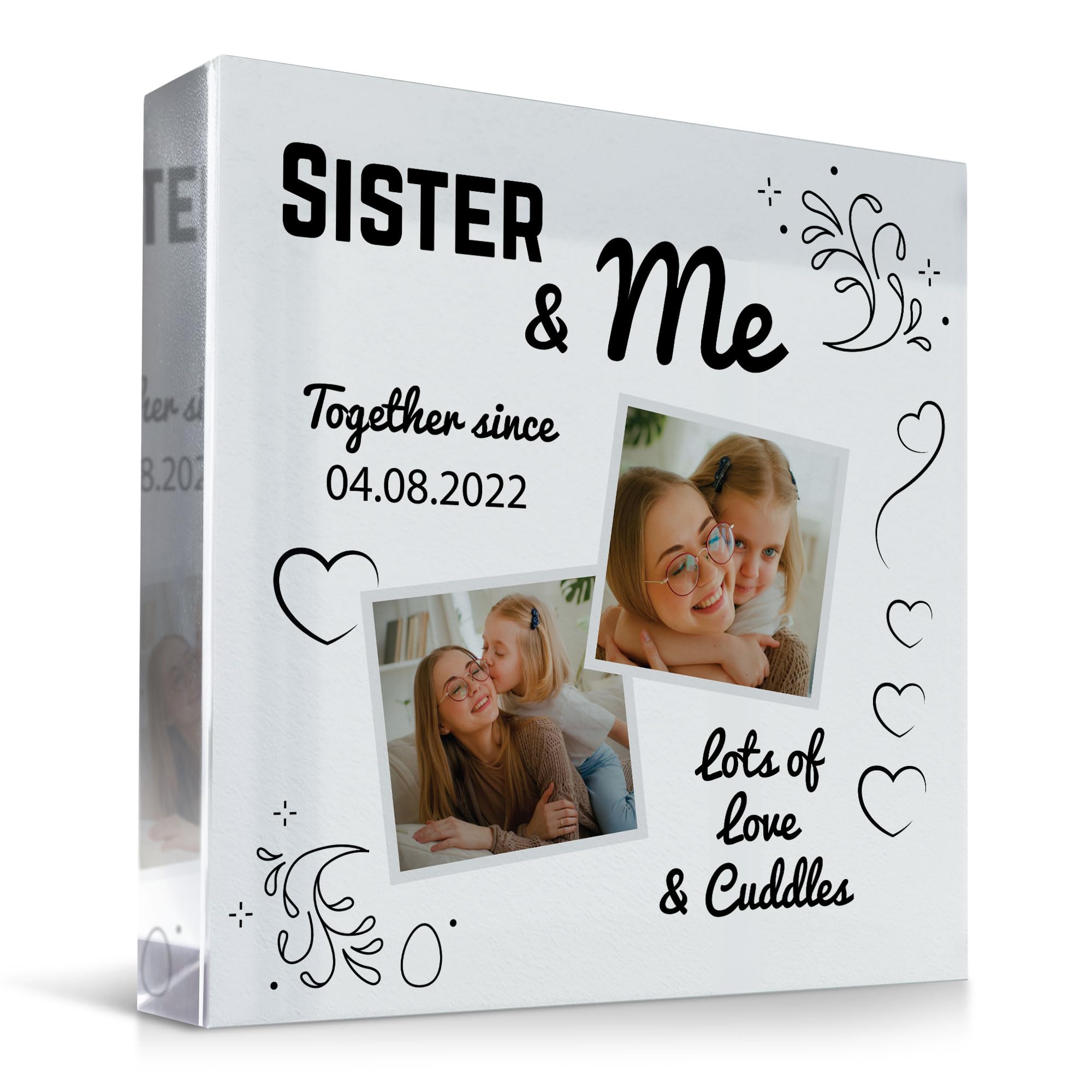 RED OCEAN Personalised For SISTER From Sister Brother SISTER AND ME Plaque Personalised Photo Block Birthday Christmas For Sister