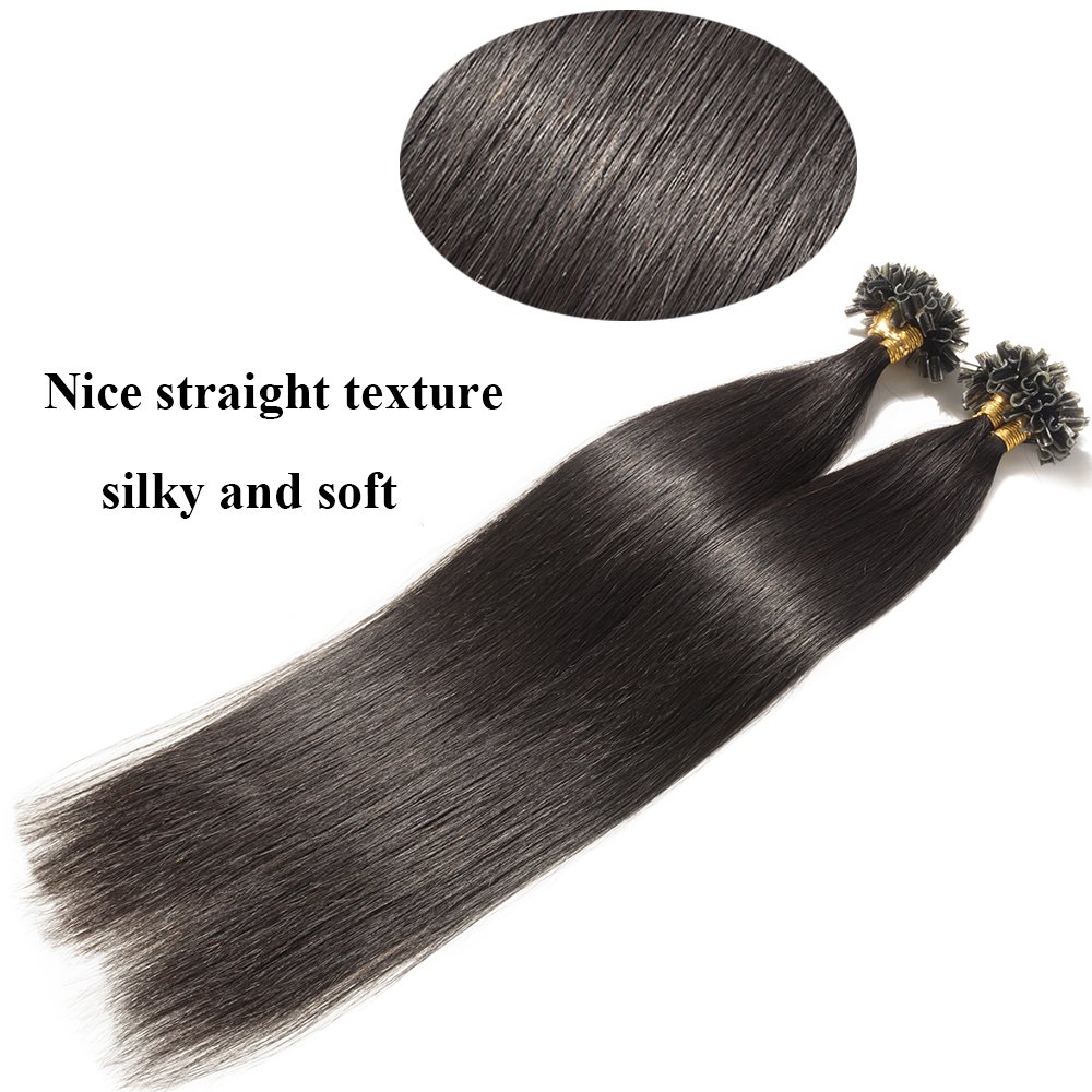 SEGO Extension Kératine Cheveux Naturel 0.5g/Mèche - Rajout Vrai Cheveux Humain Lisse Droit Pose à Chaud - Remy Human Hair Pre Bonded Nail Tip U-tip - 55 cm 1B#Noir Normal [0.5g *200 Mèche]