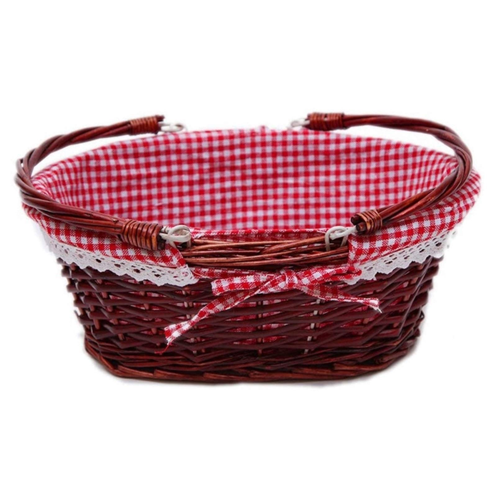 Cestini Portaoggetti Cestino del regalo del cesto di vimini ovale con manico Cesto del vino del cestino del cestino del cestino del picnic, senza copertura Cestino da picnic con fodera lavabile Scatol