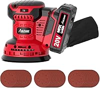 AvidPower 20V Cordless 5-Inch Random Orbital Sander - 6 Variable Speeds 7,000-11,000 RPM, Battery, 30 Sandpapers & Dust Bag for Woodworking
